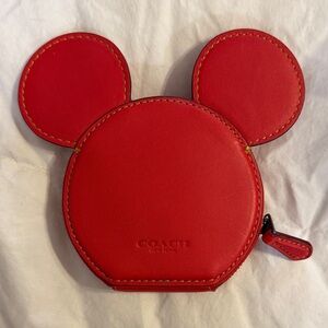 Coach Red Mickey Mouse Coin Pouch